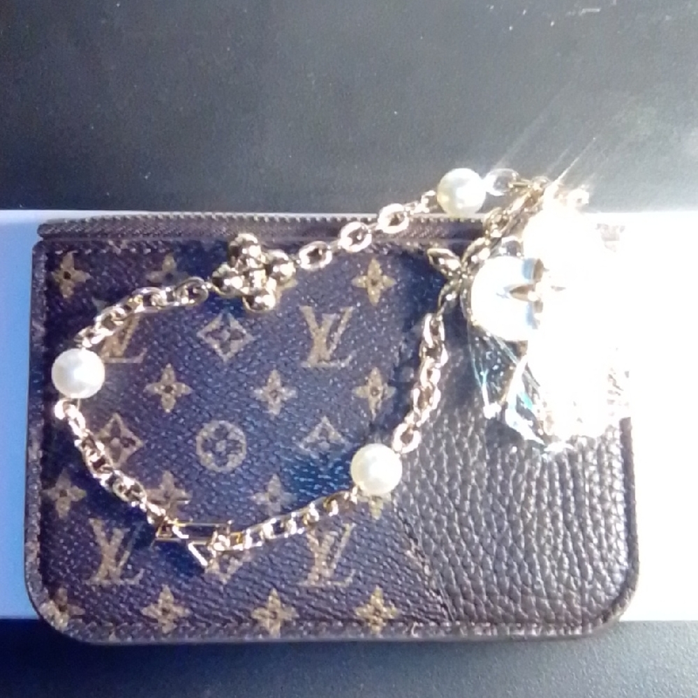Louis Vuitton Brown Monogram Pouch with Gold Chain